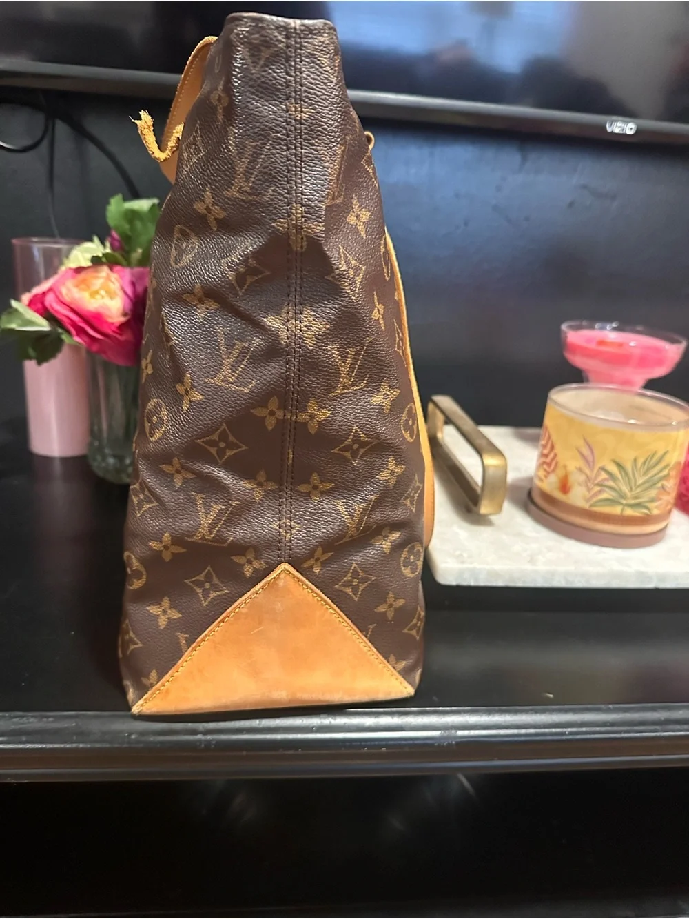 Louis Vuitton Monogram Canvas Tote with Tan Vachetta Straps